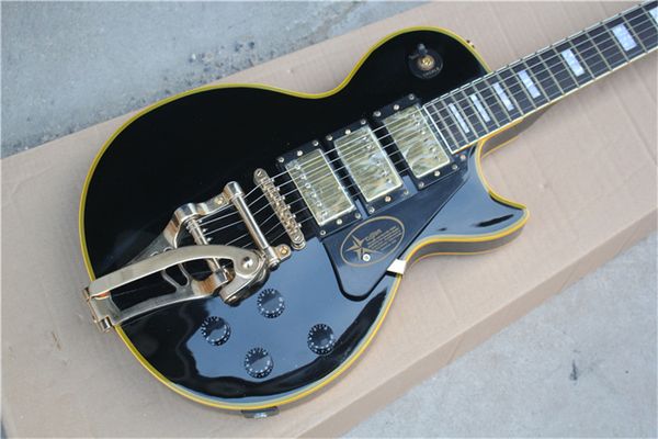 

6 strings black electric guitar, delivery, support customization guitarra