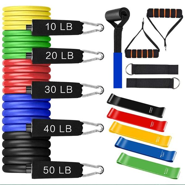 

resistance band set 16 pieces/set of fitness with door buckle foam handle, training carrying bag, home exercise bands