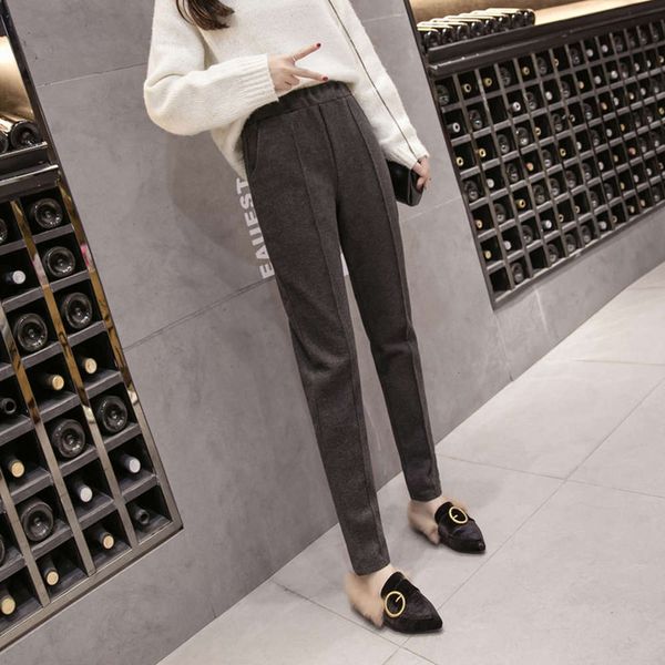 

autumn and winter 2021 new solid color thin versatile elastic waist fabric women's casual pants leggings jr1881, Black;white