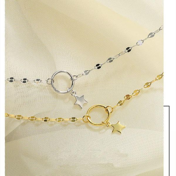 

chains simple ins cold wind 925 silver stars flashing european chain geometric ring necklace vibrato live jewelry