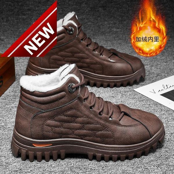 

martin board cotton shoes, high plush thickened father's snow boots, warm men's shoes in winter, Black