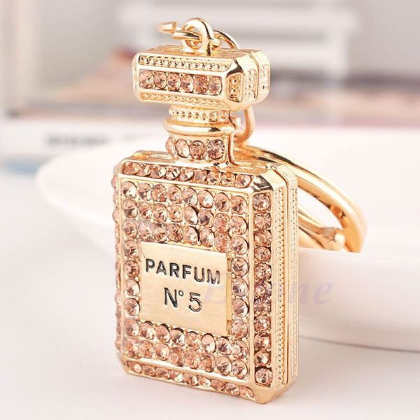 

lovely perfume fragrance bottle charm pendent rhinestone purse bag keychain gift, Slivery;golden