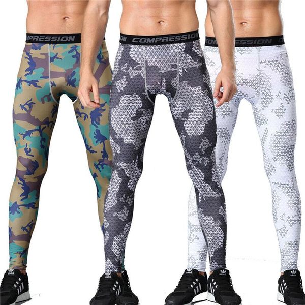 

men's pants men gym leggings compression base under layer slim sports apparel long fitness joggers legging trousers, Black