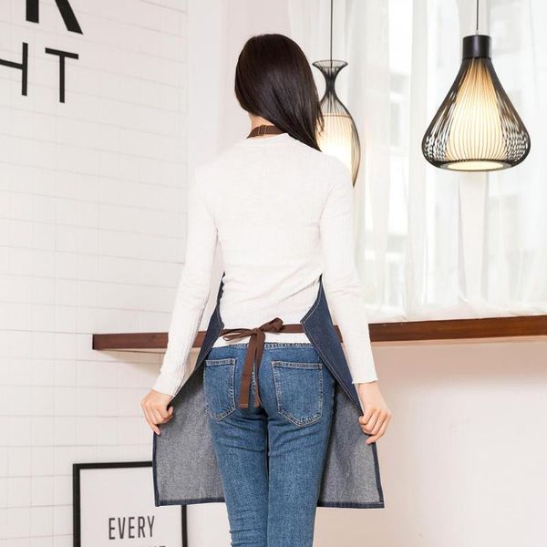 

aprons practical antifouling denim cooking apron wide range of applications for kitchen baking fast-food restaurant pinafore