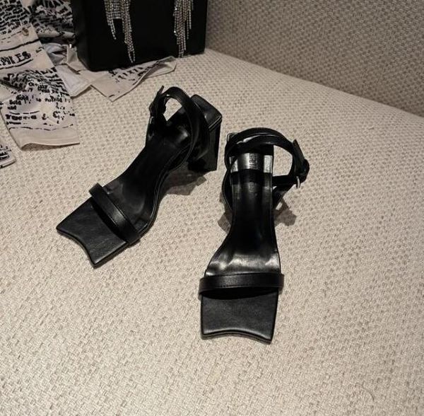 

buckle strap comfort shoes for women beige heeled sandals 2021 summer black high girls spring pu rome fabric basic square he dress