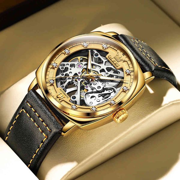 

tonneau men mechanical watches leather skeleton automatic wrist sport waterproof relogio 6651, Slivery;brown