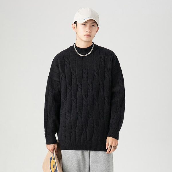 

men's sweaters h4037 basic classic solid color sweater couple men and women trendy all-match street harajuku casual loose long sleeve k, White;black