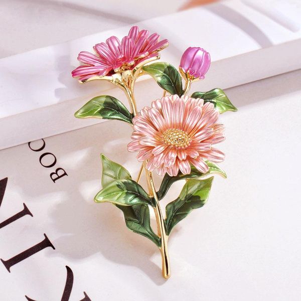 

pins, brooches colorful daisy bouquet enamel metal flowers weddings banquet brooch pins for women and men, Gray
