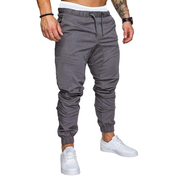 

men pants joggers sweats sports fitness slim fit sweatpants solid color casual tether tight trousers men's, Black