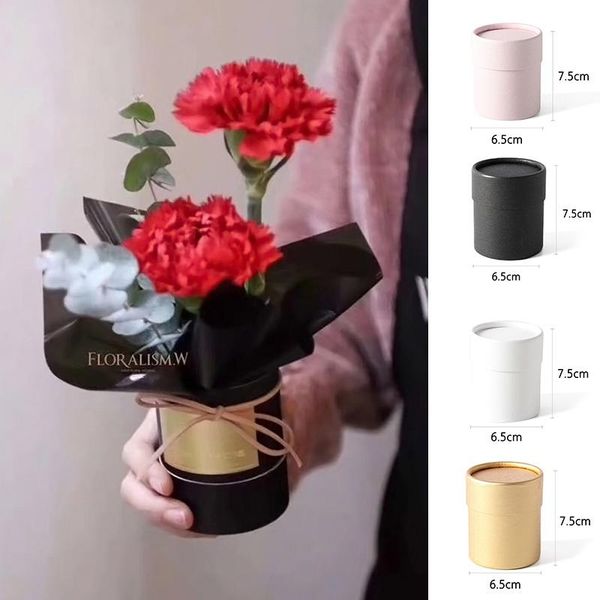 

round florist supplies mini paper lid flower box gift hug bucket presents handheld candy bag vase wrap