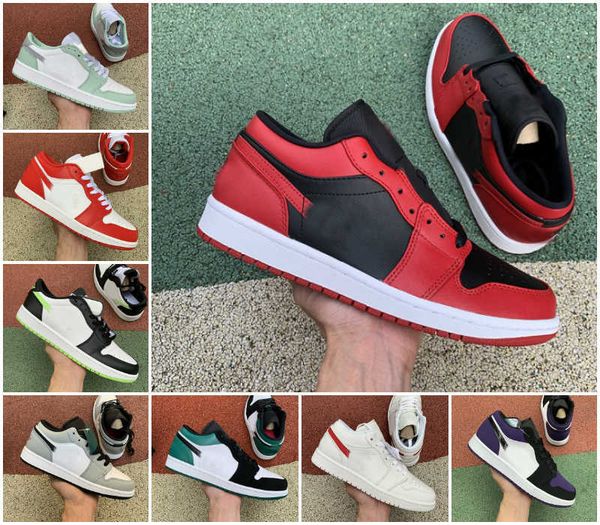

2021 game royal 1 mens basketball shoes low court purple white red shadow glow bred gray black toe designers 1s women