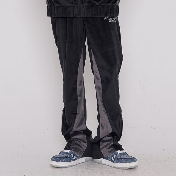 

pants fashionable the color contrast stitching letter -dip men's personality street trend hip-hop loose straight, Black