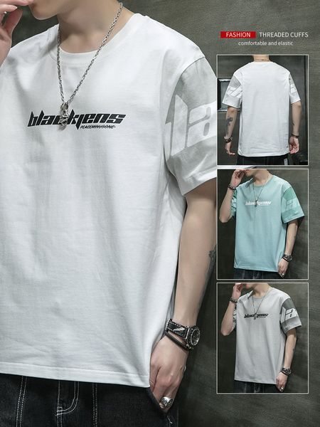 

men's t shirts 2021 short sleeve summer round neck casual loose top, White;black