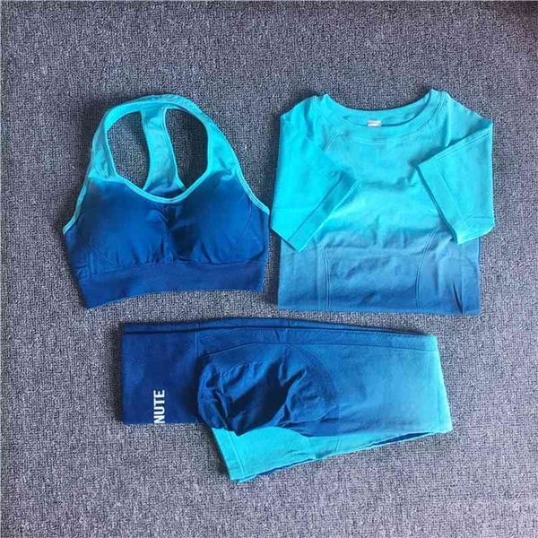 

squat proof seamless yoga set gym fitness women sportswear female workout srunch booty leggings sport training activewear 210802, Gray