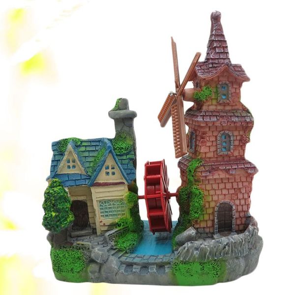 

fish tank decoration aquarium landscape crafts windmill ornament deskdecorations