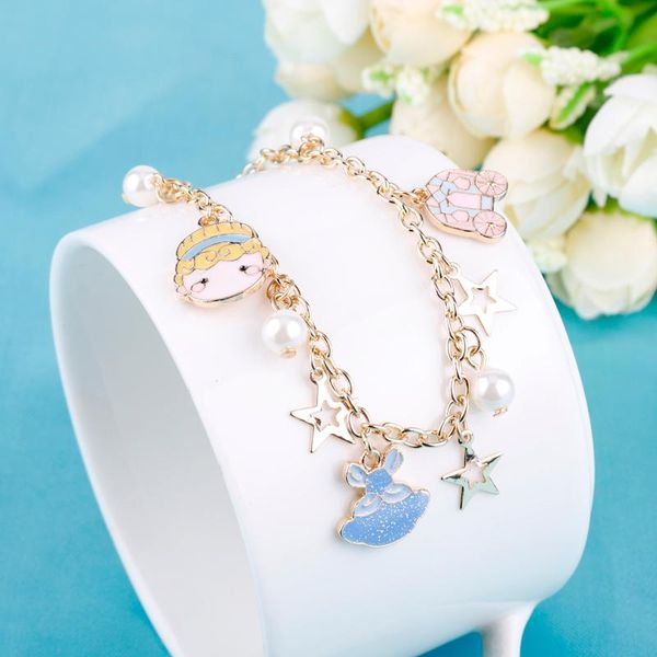 

charm bracelets dongsheng trendy cinderella bracelet pumpkin carriage women girls sweet style imitation pearls bangles gift-25, Golden;silver