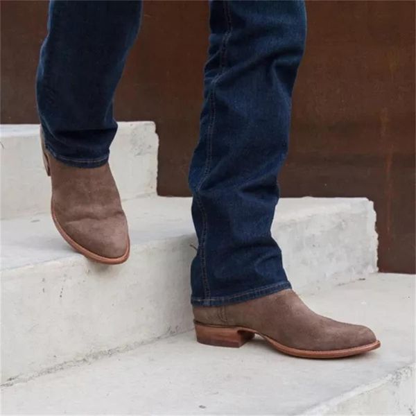 

dress shoes men fashion casual business all-match handmade solid color suede classic simple low-heeled short boots 7kg420 73dz, Black