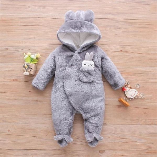 

down coat 2021 baby winter plus velvet thick jumpsuit 0-2 years born romper girls overalls toddler, Blue;gray