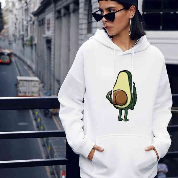 

popular autumn and winter women's funny avocado hooded sweater, Black