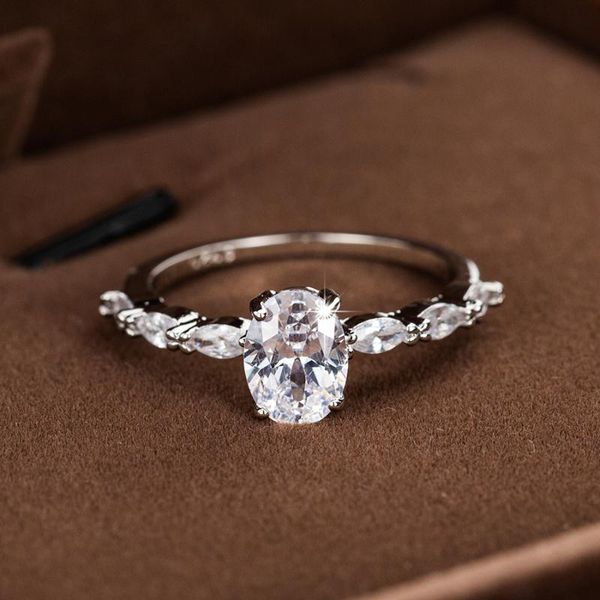 

wedding rings simple luxury pigeon egg oval shape infinity engagement ring for women exquisite anniversary jewelry birthday party gift, Slivery;golden