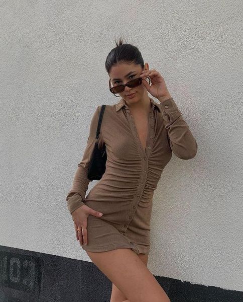 

casual dresses yeiteiy 2021 autumn style street women turn down collar long sleeve cute vestidos female button fashon suits, Black;gray