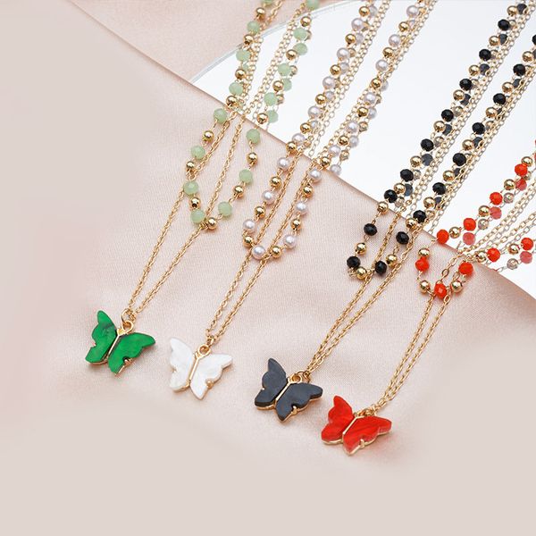 

18k gold plated retro romantic butterfly pendent necklace for women charm statement long chain sweater necklaces valentine's day nice f, Silver