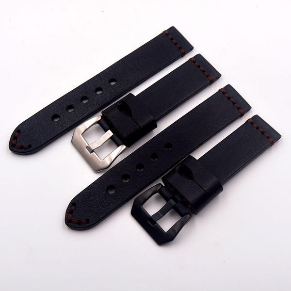 

watch bands 20 22 24 26mm upscale design black leather straps for pam44111 strap universal watchbands stainless steel buckle, Black;brown