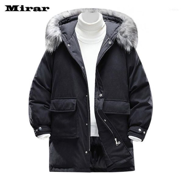 

fashion men's winter casual solid color hooded warm cotton clothing coat1, Black