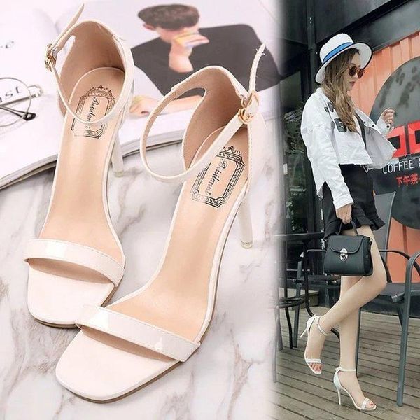 

summer style buckle all-match stiletto sandals female high-heeled korean fashion deodorant working women's shoes trend dress, Black