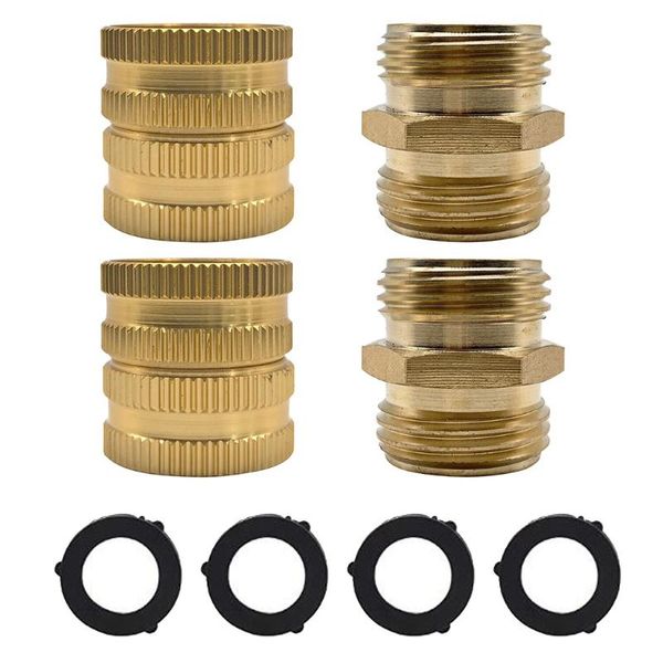 

garden hose adapter,male to male,female female,3/4 inch brass connector,4-pack with extra 4 washers watering equipments