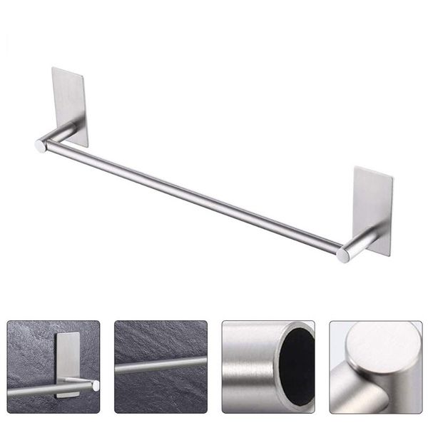 

bath accessory set 1pc stainless steel bathroom towel rack drilling organizer (silver)