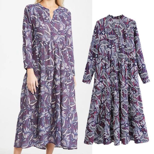 

women folds floral print dress o-neck long sleeve slim waist chic party mujer casual dresses, Black;gray