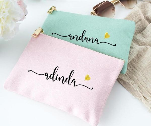 

gift wrap custom any language wedding white teal blush pink gray cosmetic bag - personalise name friend gift, bridesmaid makeup bags