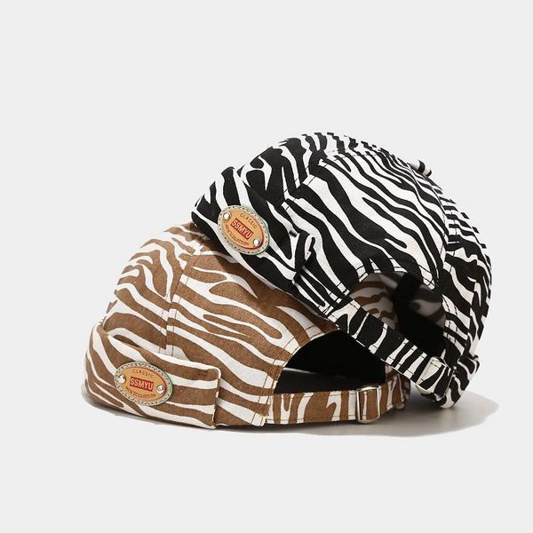 

zebra pattern striped skull cap black yellow women men summer outdoor sports cycling caps windproof korean style beanie hat beanies