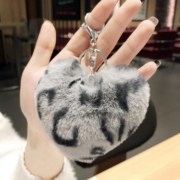 

party favor 50pcs/lot wholesale plush ball exquisite keychain ornaments colorful leopard print pompom key chain