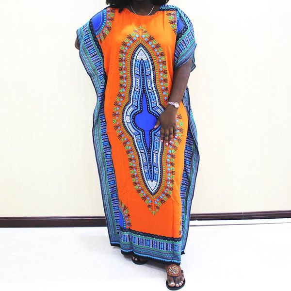 

dashiki african maxi dresses for women 100% cotton colorful print loose elegant batwing sleeves long robe casual ethnic clothin, Red