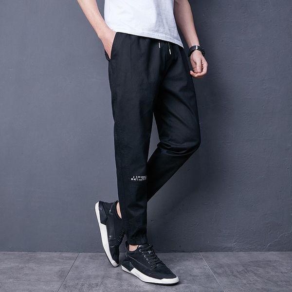 

men's pants 2021 summer casual trend small leg straight n828, Black