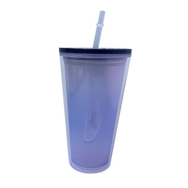 

mugs 710ml/24oz color changing cup reusable plastic cups with straw creative party water bottle protable rainbow