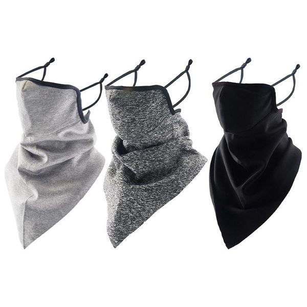 

for ear hanging elastic bandana windproof neck gaiter half face mask headband balaclava scarf warm winter breathable cycling caps & masks, Black
