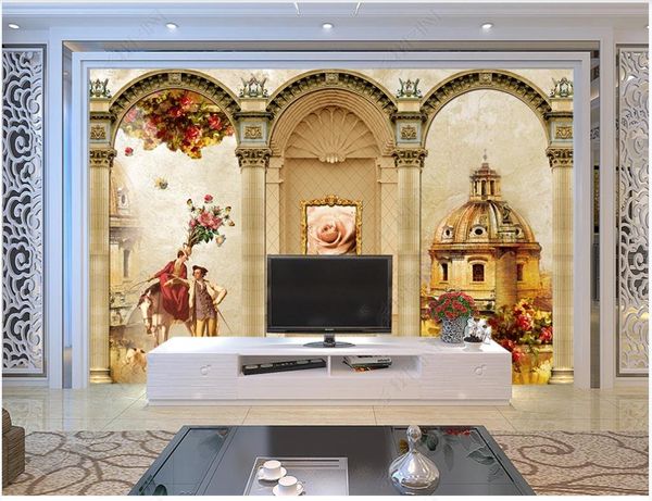 Papéis de parede de foto personalizados para paredes 3d murais modernos europeia coluna romana pintura a óleo sala de estar tv sofá fundo wall papers decoração de casa