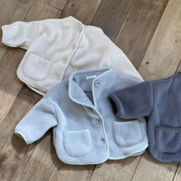 

jackets 9035 baby coat polar fleece boy autumn and winter 2021 semi high neck girl warm with pockets infant outfit, Blue;gray