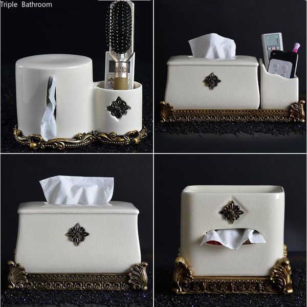 

tissue boxes & napkins european boxs ceramics living room dining table holder multifunction storage box accessories bathroom draw paper