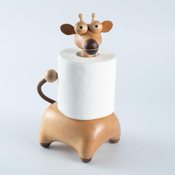 

creative giraffe paper towel holder roll frame solid wood stand bathroom toilet living room decoration tissue boxes & napkins