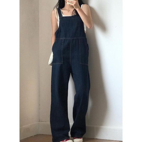 

women's jeans woman pants casual loose denim suspender straight women pantalones vaqueros mujer, Blue