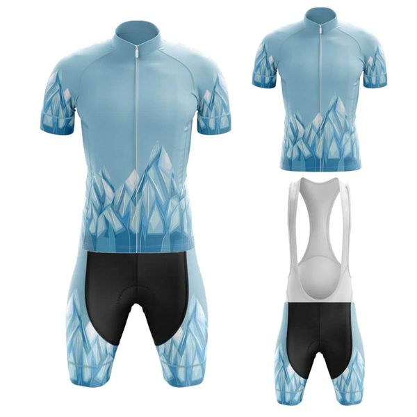 

elemental ice blue cycling jersey set short sleeve bike clothing bib shorts gel breathable pad hombre racing sets, Black;blue