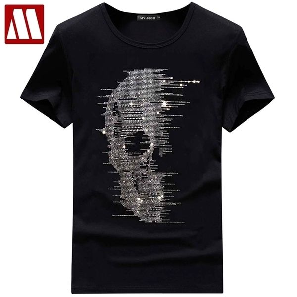 Britischer Stil Herren Sommer Schädel T-shirts Blingbling T-Shirt Homme Mode Streetwear S Print Man Tees Camisetas Hombre 210716