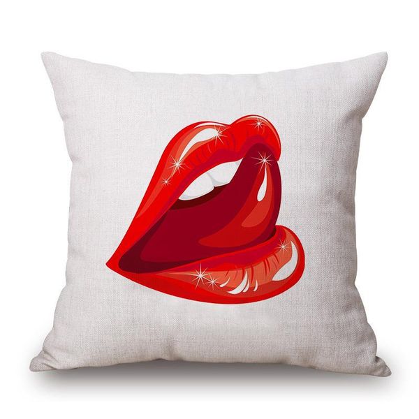 

cushion/decorative pillow lip throw covers red biting girl decorative case cushion cover mouth teeth square fabric single side
