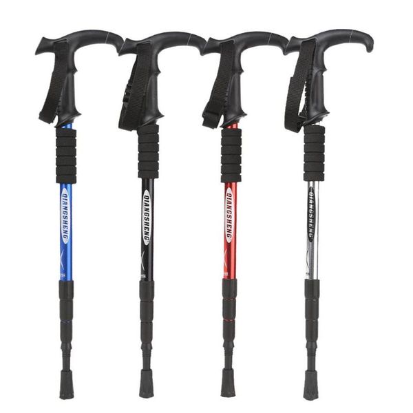 

trekking poles 2pcs t-shaped handle folding hiking stick walking 4-section