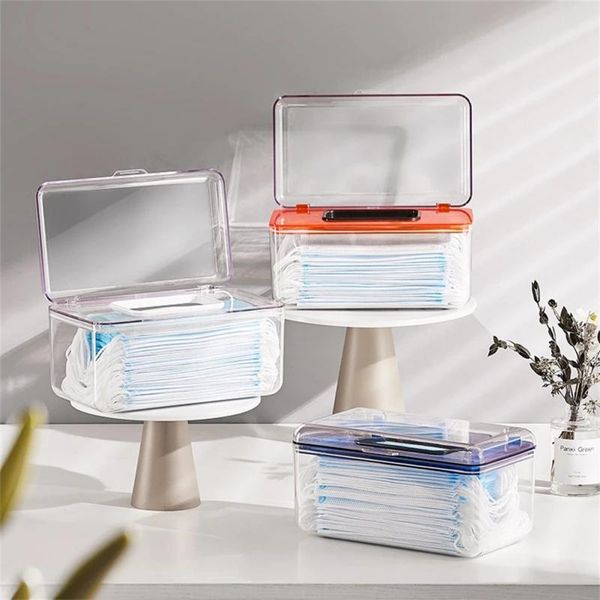 

tissue boxes & napkins multifunctional transparent mask storage box household living room modern simple wipes with spring