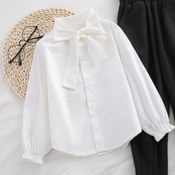 

autumn spring school baby toddler girls blouse white kids shirt bow cotton children clothes long sleeve girl and blouses shirts, White;black
